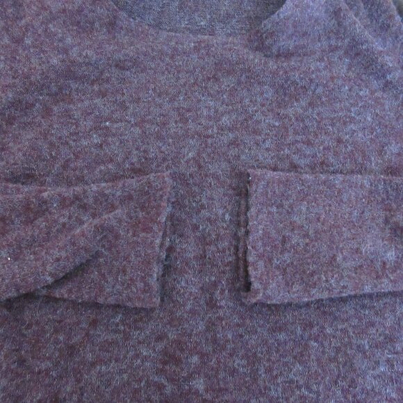 SJS Women Sweater Sz Medium Burgundy Marled Knit Tunic Long Sleeve Side Slits - Picture 5 of 6